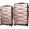 CELIMS Valigia in ABS, rigida, resistente, leggera, con 4 ruote girevoli a 360° e lucchetto integrato, Oro rosa., Moyenne 65cm + Grande 75cm