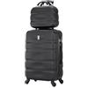 CELIMS - Set Valigie | Valigia Media 20 kg Rigida Nero + Beauty Case da Viaggio 35cm | Valigia da Stiva 65cm | Trolley Medio 65cm con 4 Ruote | Valigie con Beauty case