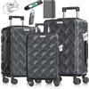 KESSER® Set di valigie da viaggio, 3 pezzi, ABS, serratura a combinazione, bilancia e portafoglio, ruote a 360°, bagaglio a mano e grande valigetta