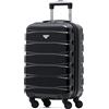 Flight Knight ABS Trolley Bagaglio A Mano 55x35x20cm Compatibile Con Alitalia, easyJet, RyanAir, KLM E Tanti Altri! Valigia Leggera Bagaglio A Mano 4 Rotelle.