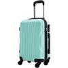 R.Leone Valigia Trolley Bagaglio a mano Rigido Ultraleggero in ABS 4 Ruote Autonome (Verde Acqua, 3037 Valigia 55x38x23 cm)