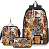 GDFENDU Set di 3 zaini italiani anime con portachiavi, 40,6 cm 3D stampato cartone animato borsa per il pranzo ad alta capacità zaino per la scuola ragazzo e ragazza, E, 16in