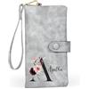 Jeweidea Portafoglio Donna Personalizzato con Nome Lettera Portafoglio Lungo in Pelle PU con Cinturino Carta Contanti ID Moneta Zip Regali per Mamma Moglie Nonna (Grigio)