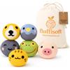 fluffisoft Palline per asciugatrici, 6 pezzi, 100% lana di pecora neozelandese, diametro 7 cm, riutilizzabili, per asciugatrici, per piumini, biancheria morbida con sacchetto di stoffa