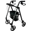 HEALTH Medical Fab Nomad, Deambulatore in alluminio ultraleggero con 4 ruote, cestino e porta bastone incluso, Seduta regolabile in Altezza