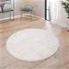 Paco Home Tappeto Salotto Pelo Corto Monocolore Design Moderno Morbido Crema, Dimensione:80 cm tondo