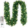 Nexoria Ghirlanda di Natale con illuminazione, ghirlanda di Natale da 3 m con illuminazione, ghirlanda di abete artificiale con 100 LED, decorazione natalizia con telecomando per interni ed esterni (1 pz)