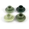 Hanseküche Set di tazzine da caffè in porcellana (confezione da 4, 75ml) - Tazzine da espresso a parete spessa con piattini - Realizzate a mano - Bicchieri da caffè in ceramica verde opaco - Tazze da