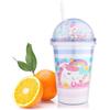 FORYNXHWIN Bicchieri con Cannuccia e Coperchio, 350ml Bicchiere in Plastica Riutilizzabili Doppia Parete Glitter Unicorno senza BPA per Bevande, Latte, Succhi, Caffè