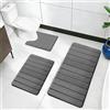RANJIMA Set di 3 tappetini da bagno, in morbido memory foam e tappetino per WC a forma di U, antiscivolo, lavabile, per doccia, WC e vasca da bagno (U50 x 60 + 40 x 60 + 50 x 80 cm)