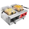 CROSSON Friggitrice Commerciale 12 Litri,6000W Friggitrice Elettrica ad Olio Vasca Doppia Rimovibile con Rubinetto di Scarico,Controllo Tempo e Temperatura 80-200°C per Cucina Ristorante
