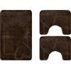 SaRani Set Tappeti Bagno Taris Tris Doccia Bidet Water Vari Colori Morbido Antiscivolo (Marrone)