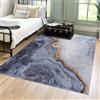 Mazovia Tappeto Salotto Moderno - Tapeto Stampato a Pelo Corto - Morbido Tappeto Camera da Letto - Antiscivolo Tapeto TOSCANA - Tappeto Salotto Motivo Marmo Astratto - Grigio Oro 80x150cm