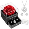 Miofula Rosa Stabilizzata Regalo Donna,Rosa Eterna con Collana Argento 925 Orecchini Donna,Ti Amo per Sempre,Regalo Donna Compleanno,Festa della Mamma Regalo Mamma Fidanzata Anniversario San Valentino