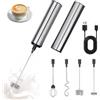 GBKDQQ Montalatte elettrico, in acciaio inox USB ricaricabile a 2 velocità, per caffè, cappuccino, latte macchiato, cioccolata calda e matcha