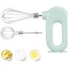 GOEDCH Frullatore a mano elettrico: verde potente frullatore manuale con 4 livelli, mixer a mano senza fili con 2 scope basculanti in acciaio inox, frusta elettrica senza fili per cuocere torte, uova