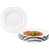 MamboCat Tommy - Set di 6 piatti fondi da 200 ml, in porcellana bianca profonda per 6 persone, piatti per insalata, zuppa, cereali, pasta & Co. I piatti eleganti per colazione, pranzo e pane da sera