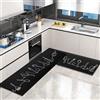 OPLERT 2 pezzi tappeti e stuoie da cucina, tappetini da cucina antiscivolo lavabile, per cucina, corridoio, soggiorno, camera da letto,nero,43x75+43x150cm