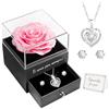 Miofula Rosa Stabilizzata Regalo Donna,Rosa Eterna con Collana Argento 925 Orecchini Donna,Ti Amo per Sempre,Regalo Donna Compleanno,Festa della Mamma Regalo Mamma Fidanzata Anniversario San Valentino