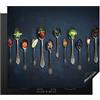 KitchenYeah© Copri Piano Cottura Coprifornelli Tappetino per Induzione | 59x51 cm - Fornello Tutto per la Cucina Cucchiaio - Erbe - Argento - Industriale