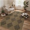 GENIMO Tappeto Interno Esterno Effetto Sisal Minimalista, Tessitura Piatta in Polipropilene Lavabile Antiscivolo Resistente alle Intemperie, Motivo a Rombi per Balcone Terrazza Soggiorno Cucina 120x170 cm