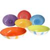 MamboCat Summer Stripes - Set di 6 piatti fondi da 600 ml, piatti in gres con strisce colorate per 6 persone