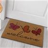 CARPETIA Zerbino Tappetino in Cocco con farfalle colorate | ecologico | rosso arancio, 45x75 cm
