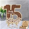 Wasetell Libro degli ospiti personalizzato alternativo per il 15° compleanno personalizzato in legno Libro degli ospiti alternativo per il 15° anniversario Libro degli ospiti con firme per il compleanno