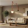 B·LED BARCELONA LED BARCELONA LED Axia 4 Lampada a Sospensione LED Sfera Opal 12W con Cintura Tessile Colore Mattone 5m, Grande Lampada a Sospensione Design Artistico, Minimalismo Industriale e Lusso Leggero2700K