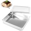 Eyoulife Teglia rettangolare per cottura con coperchio in acciaio inossidabile - 33 x 28,5 x 6 cm - Antipolvere - Facile da sformare - Per dessert tiramisu, insalate - Formato