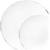 Decor Decorline - Set Piatti Plastica Rigida Riutilizzabili da 32 pezzi/per 16 persone - Classic Combo - bianco con Bordo Argento - Piatti dessert & Piatti pranzo - 2 misure (16 x 26 cm, 16 x 19 cm)