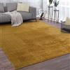 Paco Home Tappeto Salotto Pelo Corto Monocolore Design Moderno Morbido Giallo Giallo senape, Dimensione:Ø 120 cm tondo