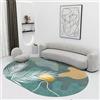 makeups1 Moderno Antiscivolo Lavabile Tappeto Ovale Soggiorno Camera da letto Bagno Cucina Morbido Tappeto, pianta di paesaggio astratto foglie verdi,90 x 160 cm