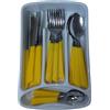 COSE DA CASA Servizio di Posate 24 Pezzi completo per 6 persone Manici Colorati Ergonomici Made in Italy Acciaio Inossidabile Lavabili in Lavastoviglie omaggio il Porta Posate da Cassetto (Giallo)