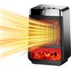 S.I.C Stufa elettrica con elemento in ceramica PTC, Termoventilatore, Effetto Fiamma, Protezione da surriscaldamento e contro il ribaltamento, Modalità ECO,1000W