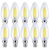 BANGSHUO 10PCS Lampadine a LED E14 4W, Stile Vintage, C35 400 Lumen Bianca Fredda 6000K,E14 Filamento C35 Lampadina candela Non Dimmerabile