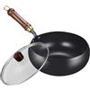 Generic Gussisen Wav Pan - cinese professionale per arrostiring, padella di ferro pre -stagionato | profondo con pavimento rotondo per stufa a ed elettrica, antiaderente per cucinare, cucina a