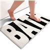 Anybar Tappeto da bagno nero e bianco, tappetino da bagno antiscivolo, morbido e assorbente, lavabile in lavatrice, ad asciugatura rapida, comodo tappetino da bagno per vasca da bagno, camera da letto