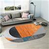 Rururug Tappeto Moderno Design Tappeto Ovale Salotto Rug Nero Grigio Arancio Geometrico Tappeti Antiscivolo Decorativo Facile da Pulire 90 X 200 CM