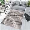TAPISO Sari Tappeto Soggiorno Moderni Pelo Corto Grigio Beige Astratto Geometrico Onde Ombre Salotto Sala Camera Oeko-Tex 140 x 190 cm