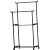 Gralara Appendiabiti a doppia asta, porta abiti con ruota mobile Appendiabiti multiuso in metallo, organizer per asciugamani per balcone