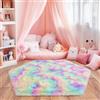 Quntue Tappeto esagonale arcobaleno per tenda da principessa, ultra morbido e soffice, per camera da letto, grazioso tappeto shag per camera da letto, tappeto shag carino per camera delle ragazze,