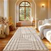 Carpetsale24 Passatoia Tappeto 80x250 cm Crema Scandi Boho Motivo a Quadri Effetto Alto-Basso Morbido Shaggy Pelo Lungo Soffice Robusto Facile da Pulire Moderno per Camera da Letto, Corridoio