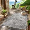 SIMPEX Tappeto Outdoor Grigio 80x150 cm Passatoia Resistente alle Intemperie UV Facile da Pulire Design Foglie di Palma per Cucina Balcone Terrazza