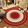 Odot Tappeto Salotto Natalizio Rotondo Pelo Corto, Morbido Tappeto Moderno a Pelo Corto, Grande Tappeti Antiscivolo Lavabile Per Soggiorno, Camera Da Letto (Natale rosso B,Diametro 140cm)