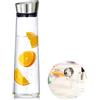 NININI 1L Caraffa Vetro,Brocca Acqua,Caraffa Per Acqua Refrigerante,Tappo In Acciaio Inox,Per Acqua, Latte, Succo Di Frutta, Tè Ghiacciato, Limonata e Bevande Scintillanti