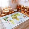 Carpettex Tappeto per bambini con mappa del mondo e design degli animali per ragazzi o ragazze, tappeto antiscivolo lavabile per cameretta dei bambini, Colore: Blu, Taglia: 160 x 230 cm