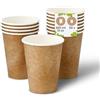 BIOZOYG 50x bicchierini caffè 300 ml / 12 oz, Ø 90 mm bianco con stampa marrone - bicchieri carta senza plastica e con materiali sostenibili - bicchierini caffe carta