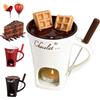 Yqooup per fonduta di cioccolato con forchette, da 130 ml, in ceramica, scalda burro in ceramica, per fonduta di formaggio, fonduta riscaldata con tealight, più calda per caramelle