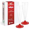 ecodrinks Set 48 Flute Plastica Dura da 120ml, Riutilizzabili, Rossi - Calici Infrangibili con Bordo Arrotondato Comfort-Feel - Eleganti Bicchieri per Prosecco, Champagne e Cocktail